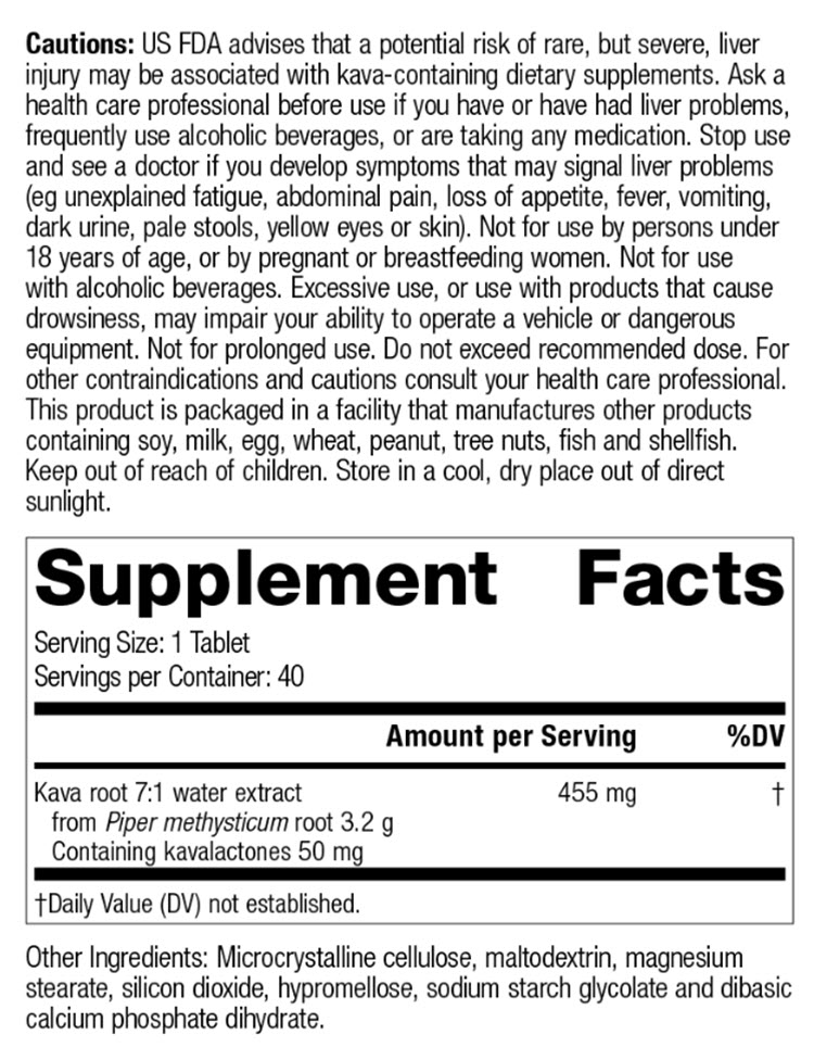 Kava Forte - Supplement Fact Sheet