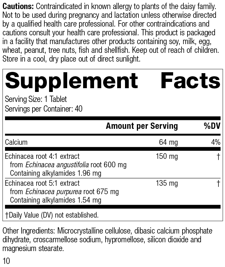 Long COVID Treatment Options - MediHerb Echinacea Supplement Facts Label