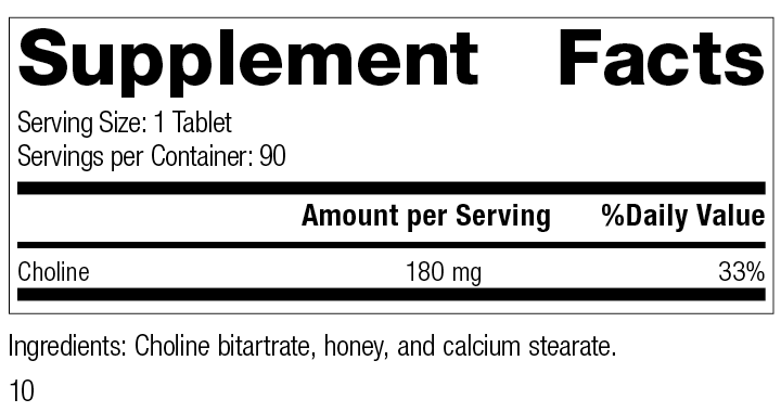 Choline Supplement Facts Label